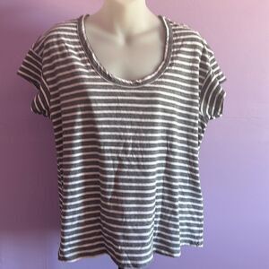 Current/Elliott Women’s Gray White Striped T-Shirt Tee Size 0 Short Sleeve